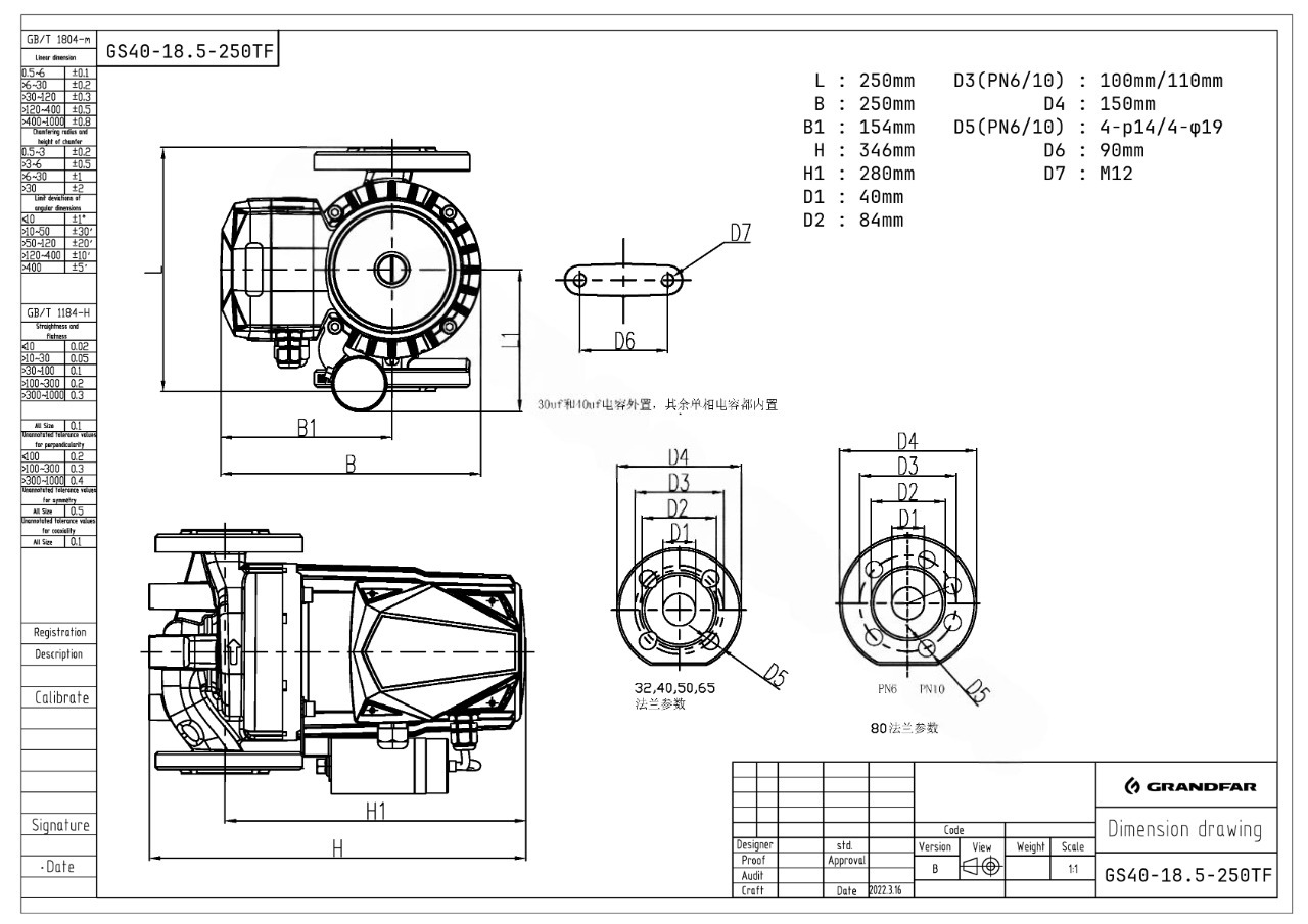 Циркуляционный насос Grandfar GS40-18.5-250TF купить по цене 43547.93 руб.