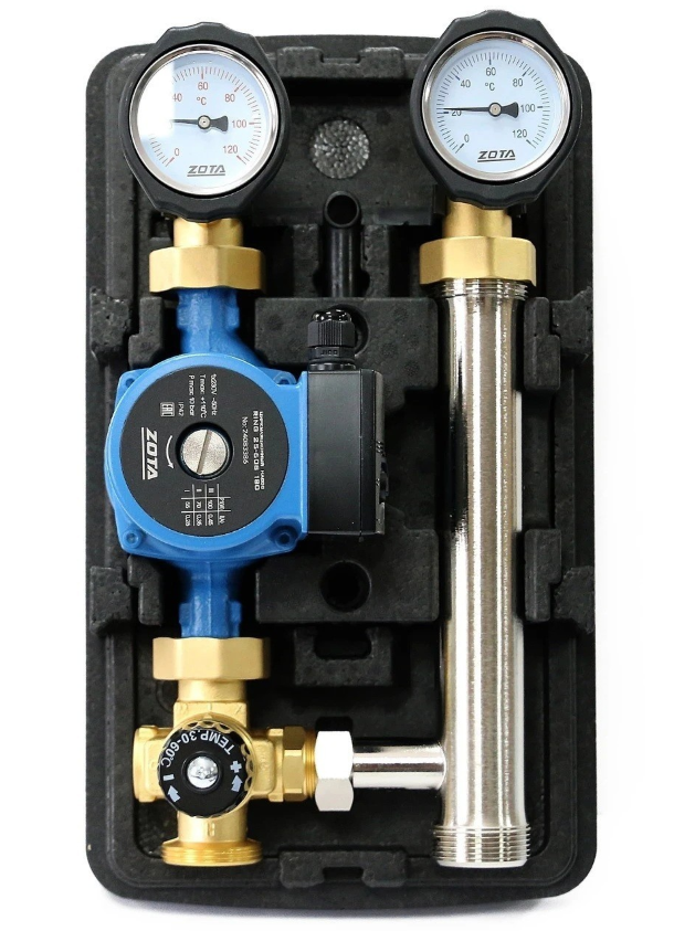 Комплект ZOTA ГБМ с термостатическим смесителем (30-60°С) с насосом RING 25/60 S 180