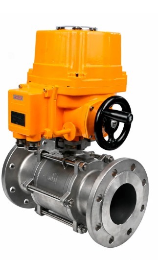 Кран шаровой DN.ru BV3131P(3pc)-FP-F-ISO-H Ду100 Ру16 полнопроходной трехсоставной, фланцевый, нержавеющая сталь 304, уплотнение - PTFE, 22х22, F10, WDVF, с электроприводом четвертьоборотным DN.ru взрывозащищенным QT-EX-020EM-O2-220VAC-У1