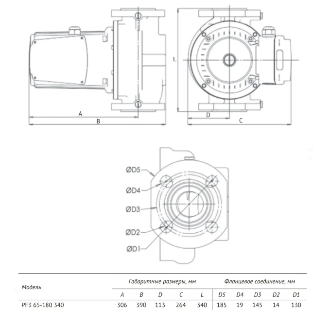 Циркуляционный насос Unipump PF3 65-180 340 3-х скоростной купить по цене 45830 руб.