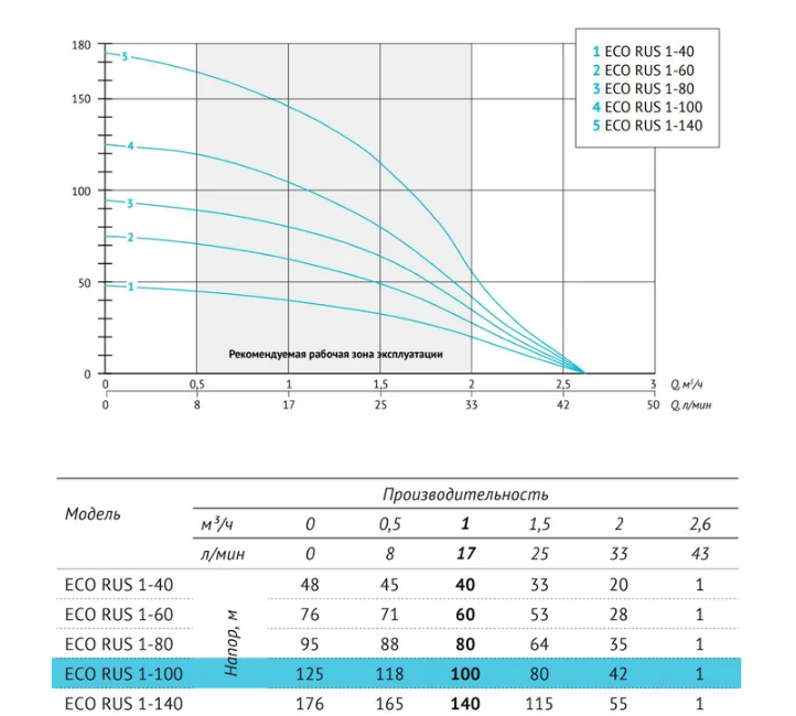 Погружной скважинный насос ECO RUS 1-100 (0,75 кВт, 1 м) заказать со складов по всей России