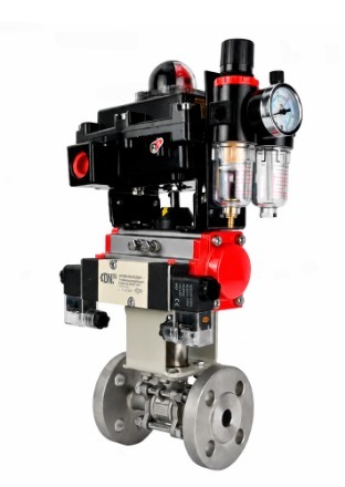 Кран шаровой DN.ru BV3131P(3pc)-FP-F-ISO-H Ду100 Ру16 WDVF полнопроходной, фланцевый, корпус - нержавеющая сталь 304, PTFE, 22х22, с пневмоприводом PA-SA-140, пневмораспределителем 4V320-10 NAMUR AC220V, БКВ APL-410N EX и БПВ AFC2000