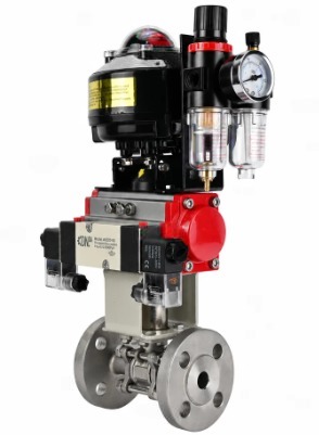 Кран шаровой DN.ru BV3131P(3pc)-FP-F-ISO-H Ду100 Ру16 WDVF полнопроходной, фланцевый, корпус - нержавеющая сталь 304, PTFE, 22х22, с пневмоприводом PA-DA-105, пневмораспределителем 4V320-08 NAMUR AC220V, БКВ APL-510N EX и БПВ AFC2000