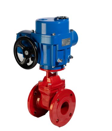 Задвижка REON чугунная 380В с обрезиненным клином (красная)тип RSV60, PN16 с электроприводом