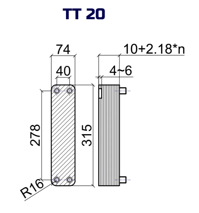 Пластинчатый теплообменник TT ТТ20RZ-20Н-4.5 заказать со складов по всей России