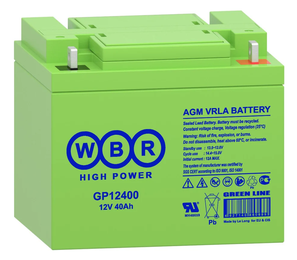 Аккумулятор для ИБП GP12400 WBR 12В, 40 Ач