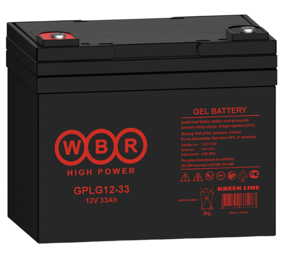Аккумуляторная батарея гелевая GPLG12-33 WBR 12В 33 Ач