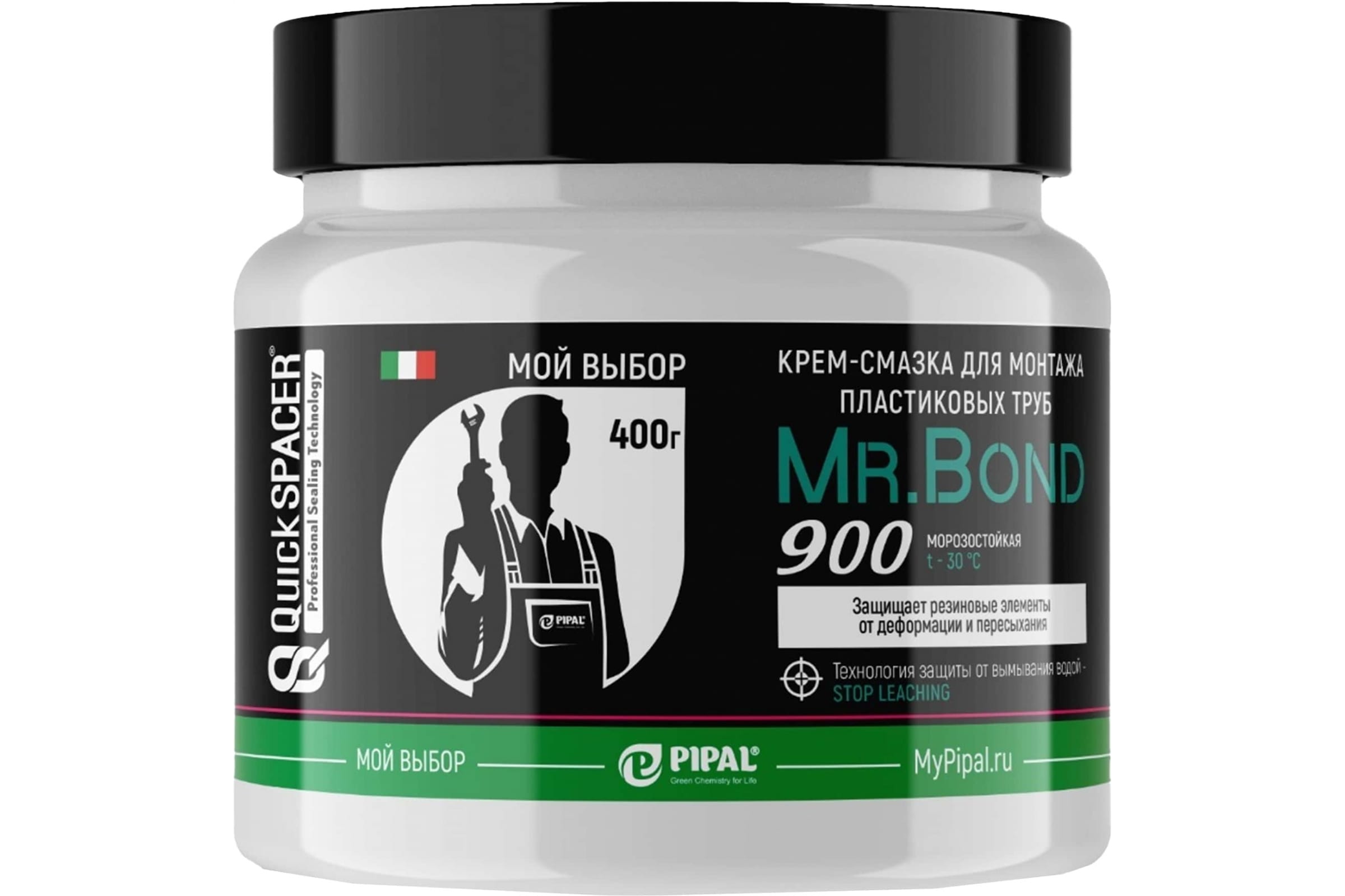 Крем-смазка Mr.Bond для монтажа пластиковых труб ПВХ QuickSPACER 900 400г