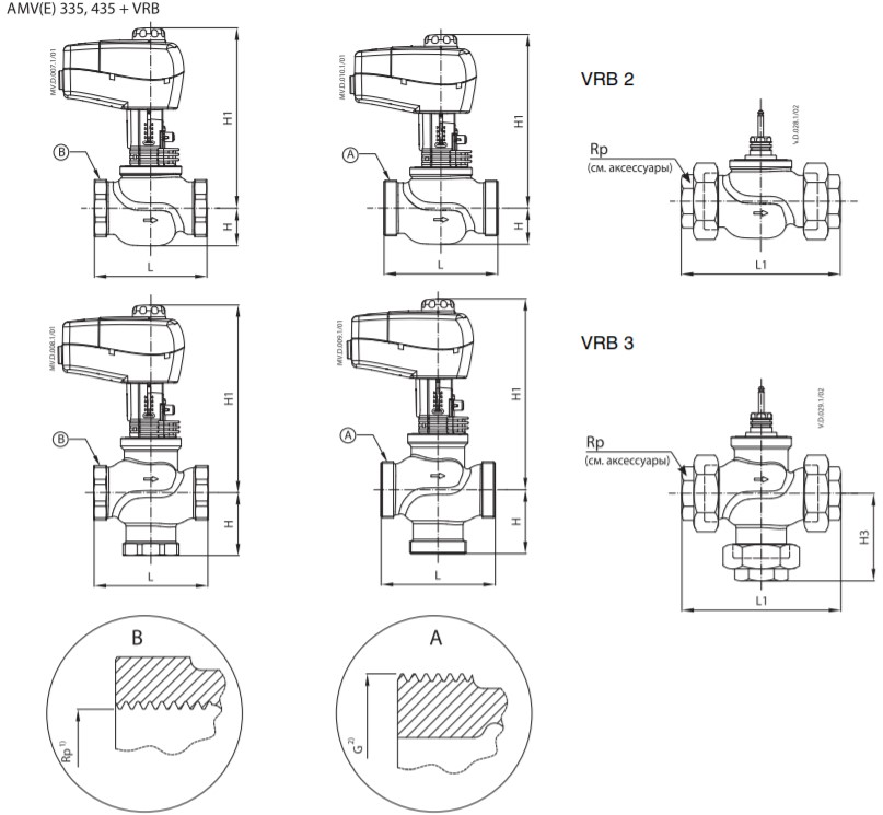 Клапан регулирующий, с внутренней резьбой Danfoss VRB2 Ду=32 Kv=16,0 м3/ч купить по цене 74887 руб.