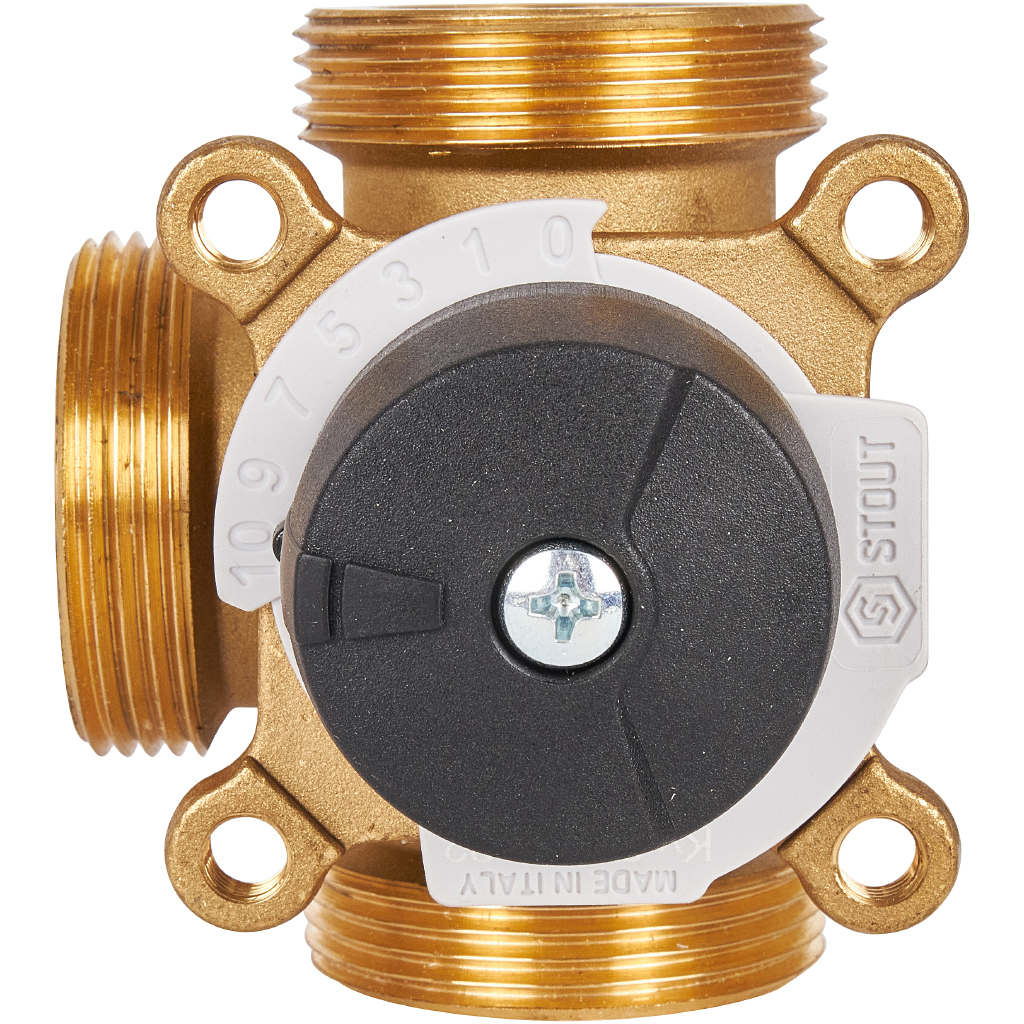 Клапан трехходовой смесительный поворотный Stout тип SVM-0013 1-1 1/2" купить по цене 7858 руб.