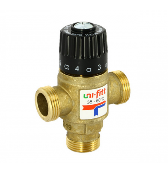 Клапан Uni-fitt Н 3/4" термосмесительный 35-60°С смешение боковое латунный