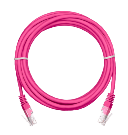 Коммутационный шнур NETLAN U/UTP 4 пары, Кат.5е (Класс D), 100МГц, 2хRJ45/8P8C, T568B, заливной, многожильный, BC (чистая медь), PVC нг(B), розовый, 1м, уп-ка 10шт.