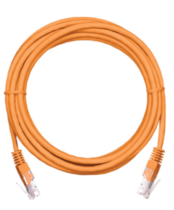 Коммутационный шнур NETLAN U/UTP 4 пары, Кат.5е (Класс D), 100МГц, 2хRJ45/8P8C, T568B, заливной, многожильный, BC (чистая медь), PVC нг(B), оранжевый, 1,5м, уп-ка 10шт.