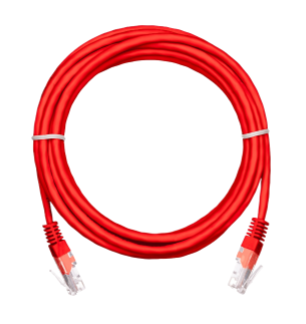 Коммутационный шнур NETLAN U/UTP 4 пары, Кат.5е (Класс D), 100МГц, 2хRJ45/8P8C, T568B, заливной, многожильный, BC (чистая медь), PVC нг(B), красный, 1,5м, уп-ка 10шт.