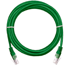 Коммутационный шнур NETLAN U/UTP 4 пары, Кат.5е (Класс D), 100МГц, 2хRJ45/8P8C, T568B, заливной, многожильный, BC (чистая медь), PVC нг(B), зеленый, 2м, уп-ка 10шт.