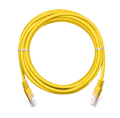 Коммутационный шнур NETLAN U/UTP 4 пары, Кат.5е (Класс D), 100МГц, 2хRJ45/8P8C, T568B, заливной, многожильный, BC (чистая медь), PVC нг(B), желтый, 2м, уп-ка 10шт.