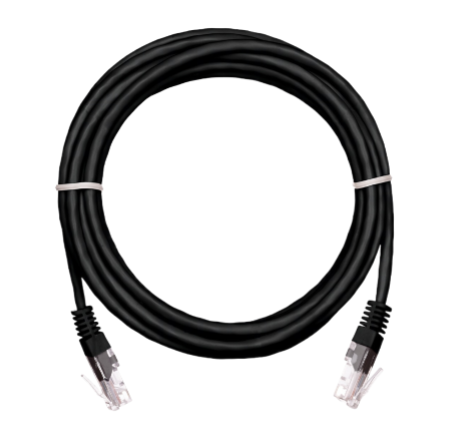 Коммутационный шнур NETLAN U/UTP 4 пары, Кат.5е (Класс D), 100МГц, 2хRJ45/8P8C, T568B, заливной, многожильный, BC (чистая медь), PVC нг(B), черный, 10м, уп-ка 5шт.