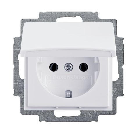Розетка с заземлением с крышкой в рамку бежевая ABB BASIC 55 20 EUK-92-507 купить с доставкой по РФ
