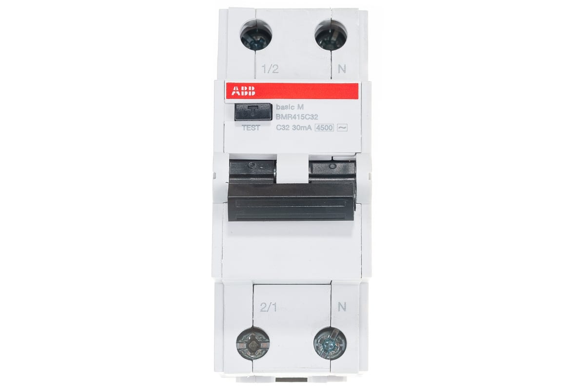 Автоматический выключатель дифференциального тока ABB BMR415C32 2п С 32А 30мА 4.5кА тип AC Basic M купить с доставкой по РФ