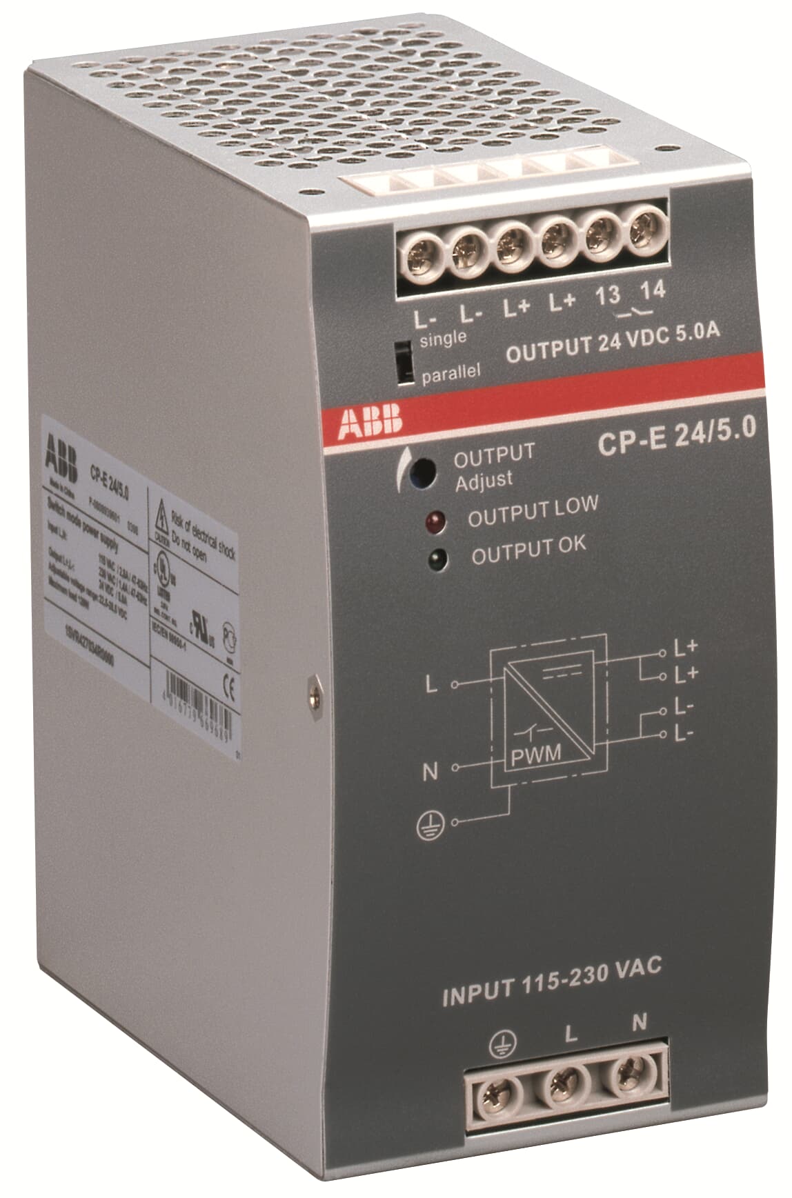 Блок питания ABB CP-E 24/5.0 вх. 186-264В AC/210-370В DC вых. 24В DC/5А 1SVR427034R0000