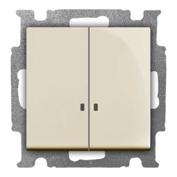 выключатель двухклавишный с подсветкой слоновая кость basic 55 abb 2cka001012a2157