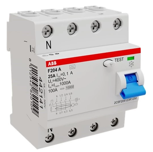 Выключатель дифференциального тока ABB четырехмодульный F204 A-25/0.1 купить с доставкой по РФ