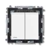 Выключатель двухклавишный Levit IP44 белый / белый