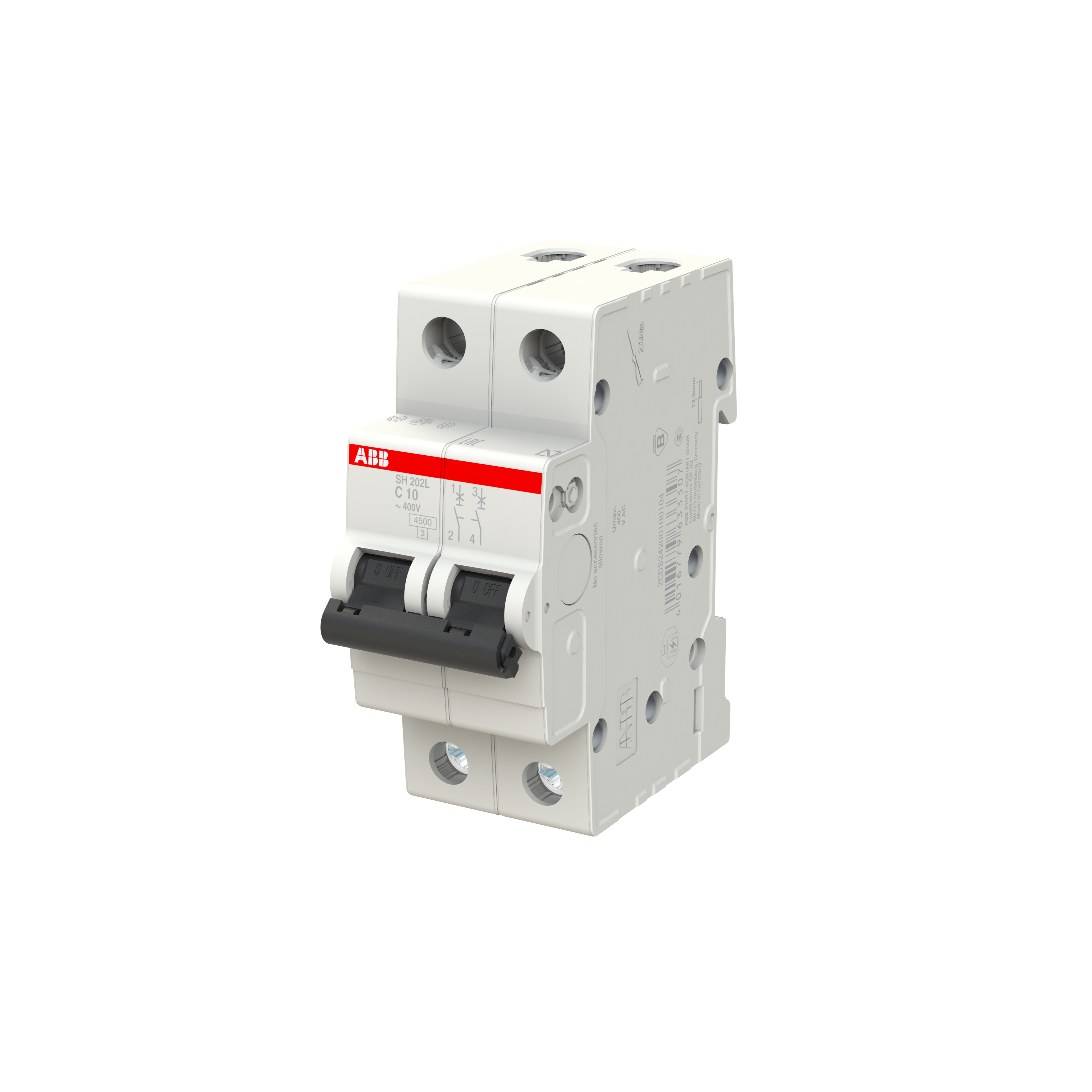 Выключатель автоматический двухполюсный ABB 10А С SH202L 4.5кА