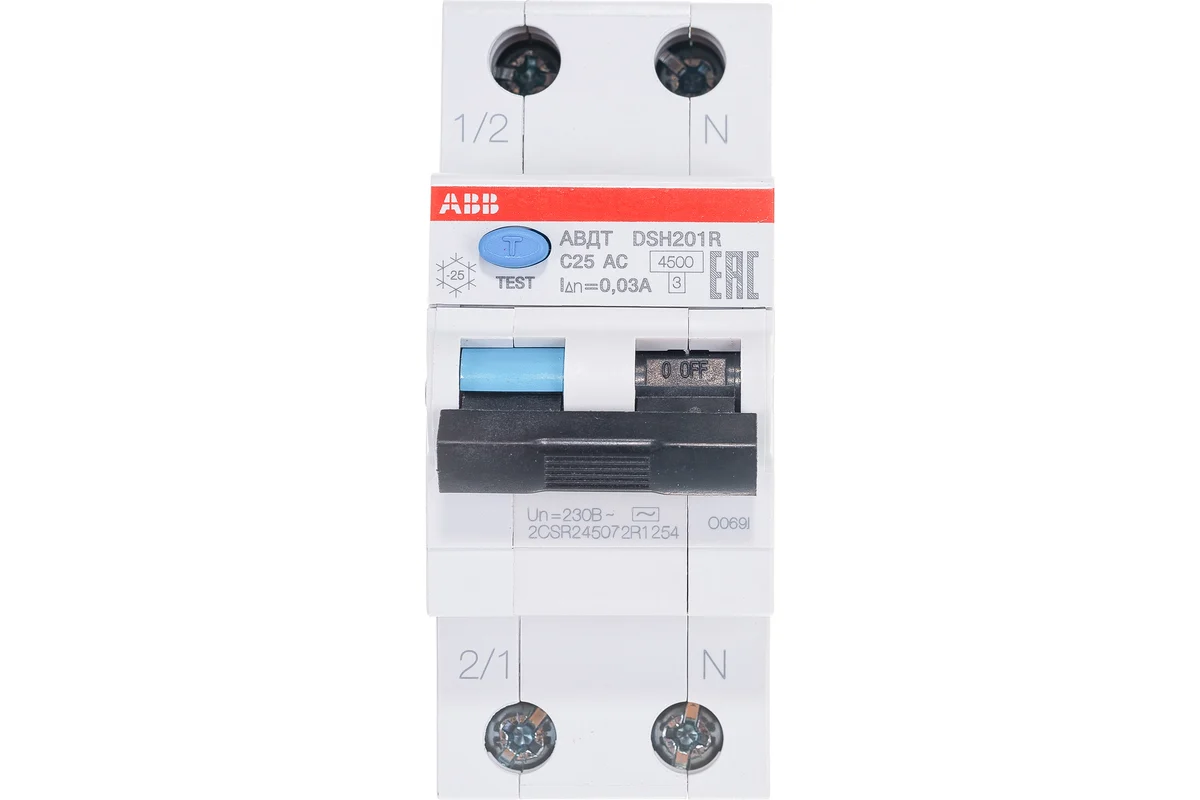 Автоматический выключатель дифференциального тока DSH201R C25 AC30 ABB 2CSR245072R1254