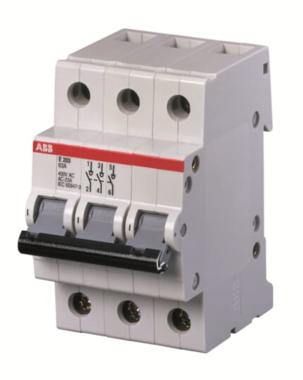 Рубильник ABB 3-х полюсный модульный E203r 80A (красная ручка)