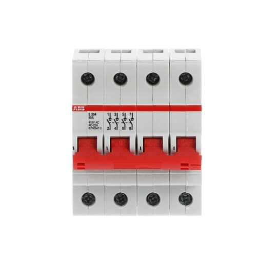 Рубильник ABB 4-х полюсный модульный E204r 80A (красная ручка)