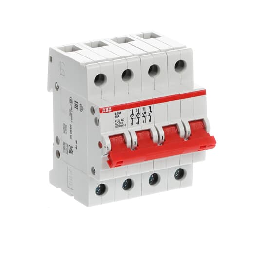 Рубильник ABB 4-х полюсный модульный E204r 80A (красная ручка) купить по цене "по запросу"