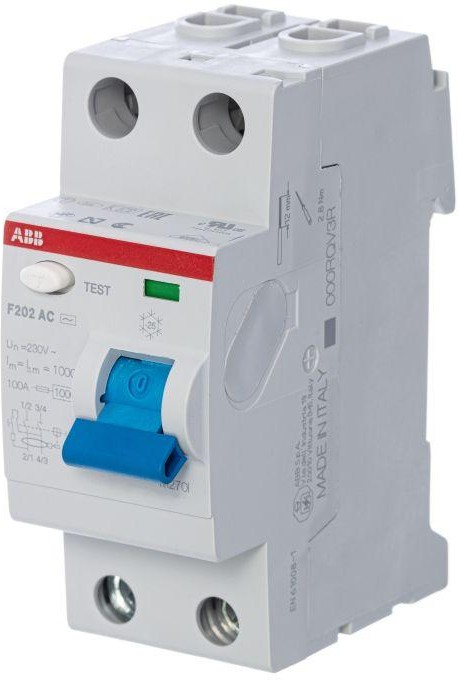 Выключатель дифференциального тока ABB 16А 10мА тип AC F202