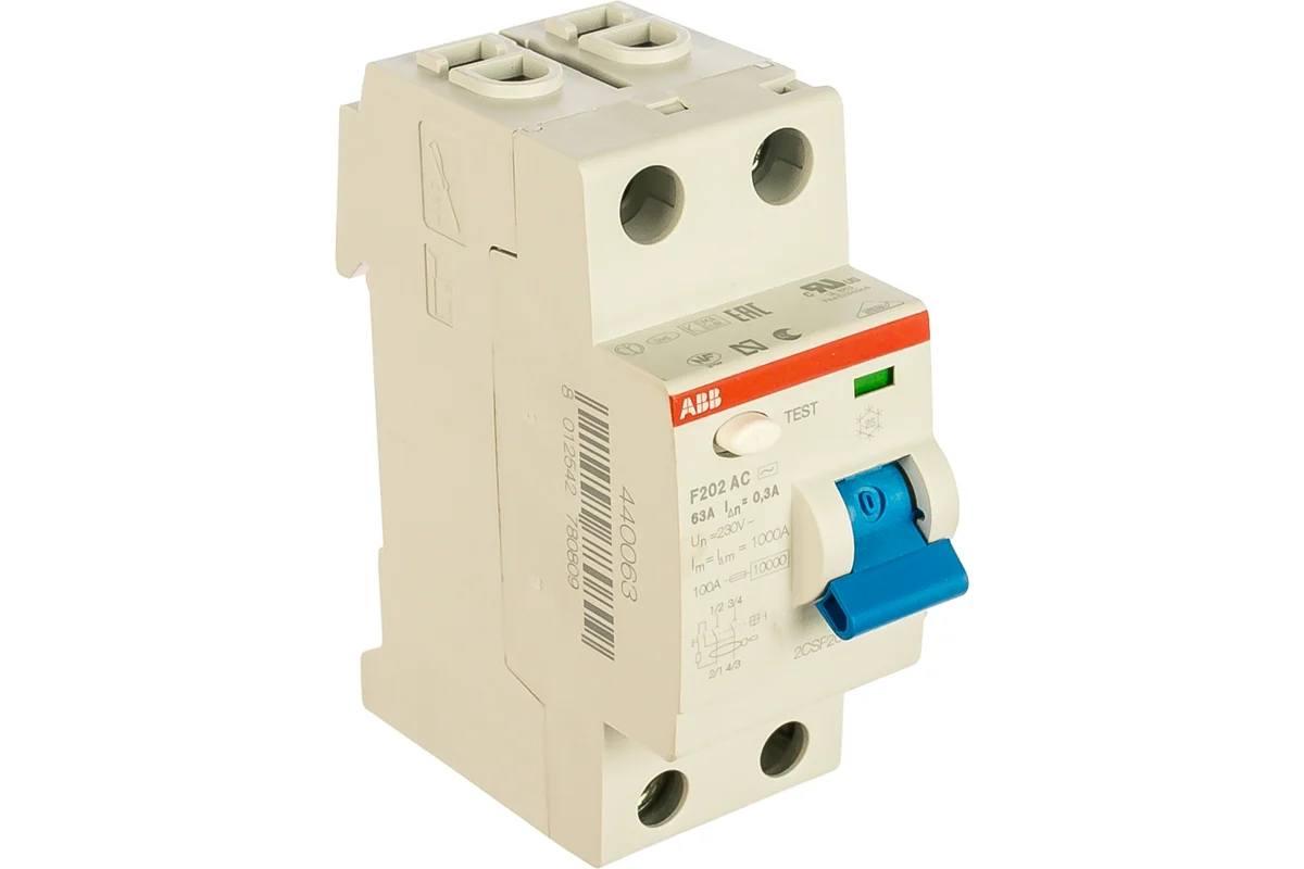 Выключатель дифференциального тока ABB F202 63А 300мА