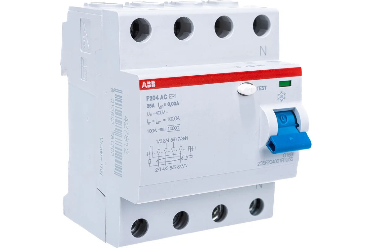 Выключатель дифференциального тока ABB F204 25А 30мА тип AC