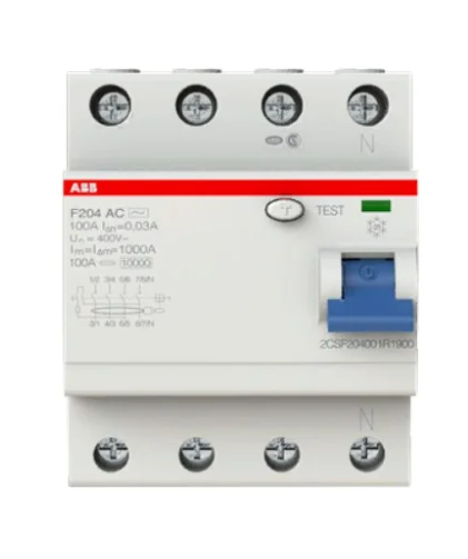 Выключатель дифференциального тока ABB F204 4п 63А 100мА тип AC