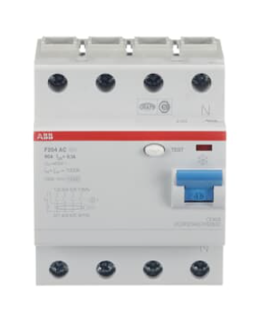 Выключатель дифференциального тока ABB 4-модульный F204 AC-80/0,1