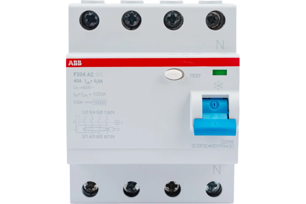 Выключатель дифференциального тока ABB F204 40А 300мА тип AC