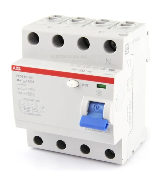 Выключатель дифференциального тока 4-модульный ABB F204 AC-100/0,3