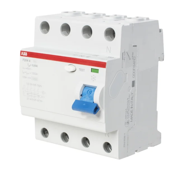 Блок утечки тока 4-полюсный ABB 63A 100mA тип A-S (УЗО) F204 A-S 63/100