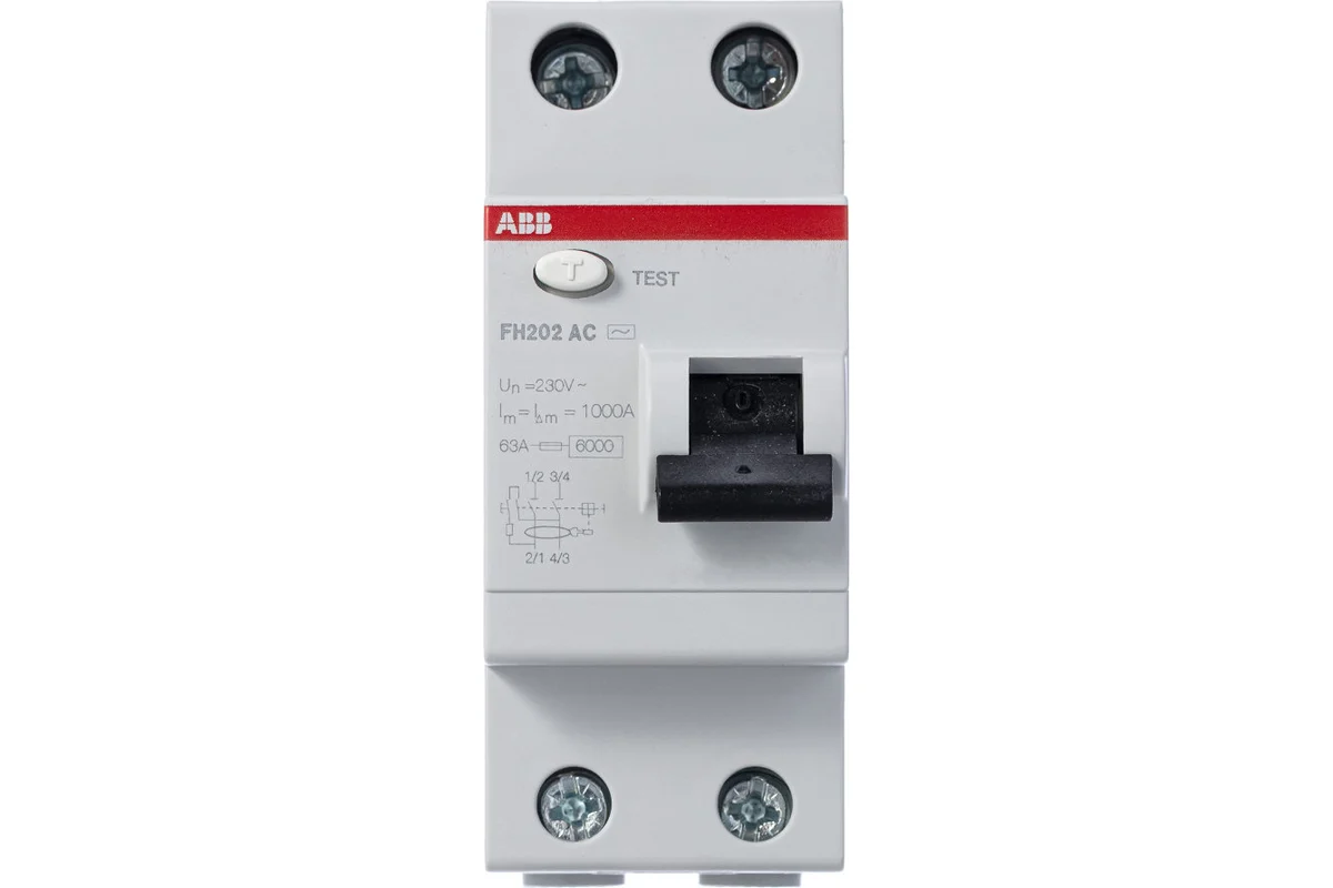 Выключатель дифференциального тока (УЗО) ABB 2п 25А 30мА тип AC FH202 купить по цене 3371 руб.