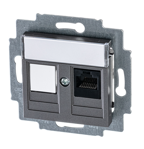 Розетка информационная ABB Levit RJ45 категория 5e и заглушка сталь 5014H-A51017 69W купить с доставкой по РФ