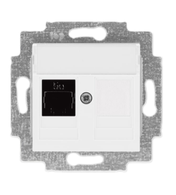 Розетка информационная ABB Levit RJ45 категория 5e и заглушка белый