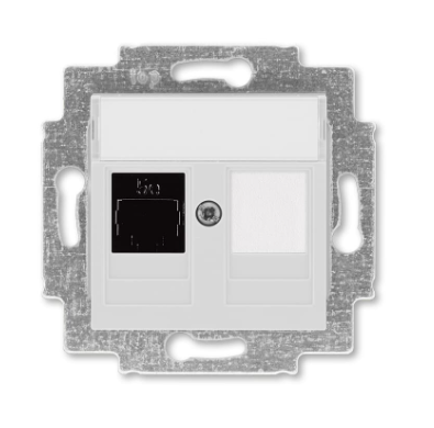 Розетка информационная ABB Levit RJ45 категория 5e и заглушка серый