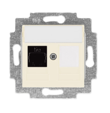 Розетка информационная ABB Levit RJ45 категория 5e и заглушка слоновая кость