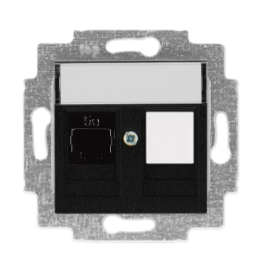 Розетка информационная ABB Levit RJ45 категория 5e и заглушка антрацит