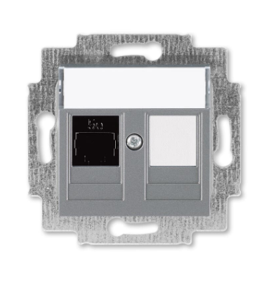 Розетка информационная ABB Levit RJ45 категория 5e и заглушка сталь