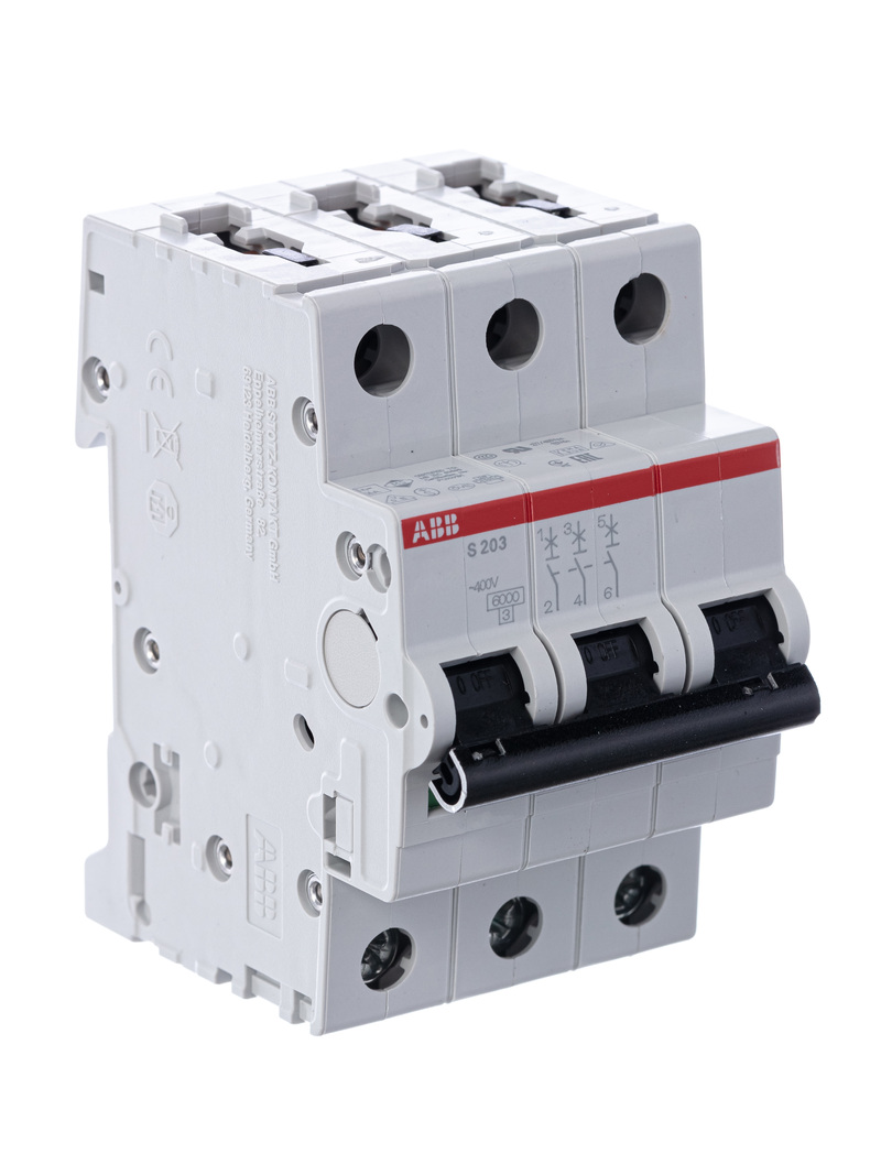 Автоматический выключатель ABB 3-полюсный 8А 6кА (хар-ка D) S203 D8 оформить заказ с доставкой с ближайшего склада