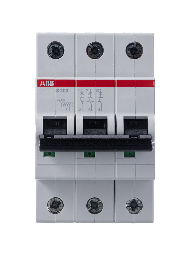 Автоматический выключатель ABB 3-полюсный 8А 6кА (хар-ка C) S203 C8 купить по цене 5044 руб.