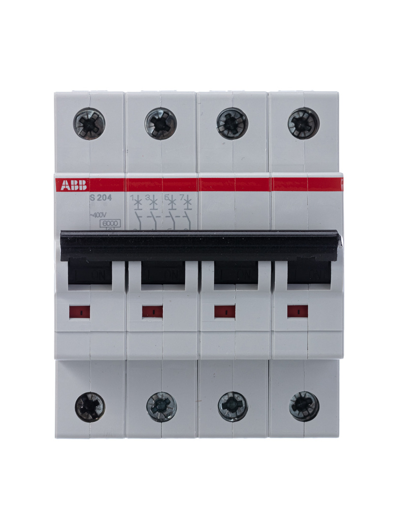 Автоматический выключатель ABB 4-полюсный 100А 6кА (хар-ка C) S204 C100 оформить заказ с доставкой с ближайшего склада